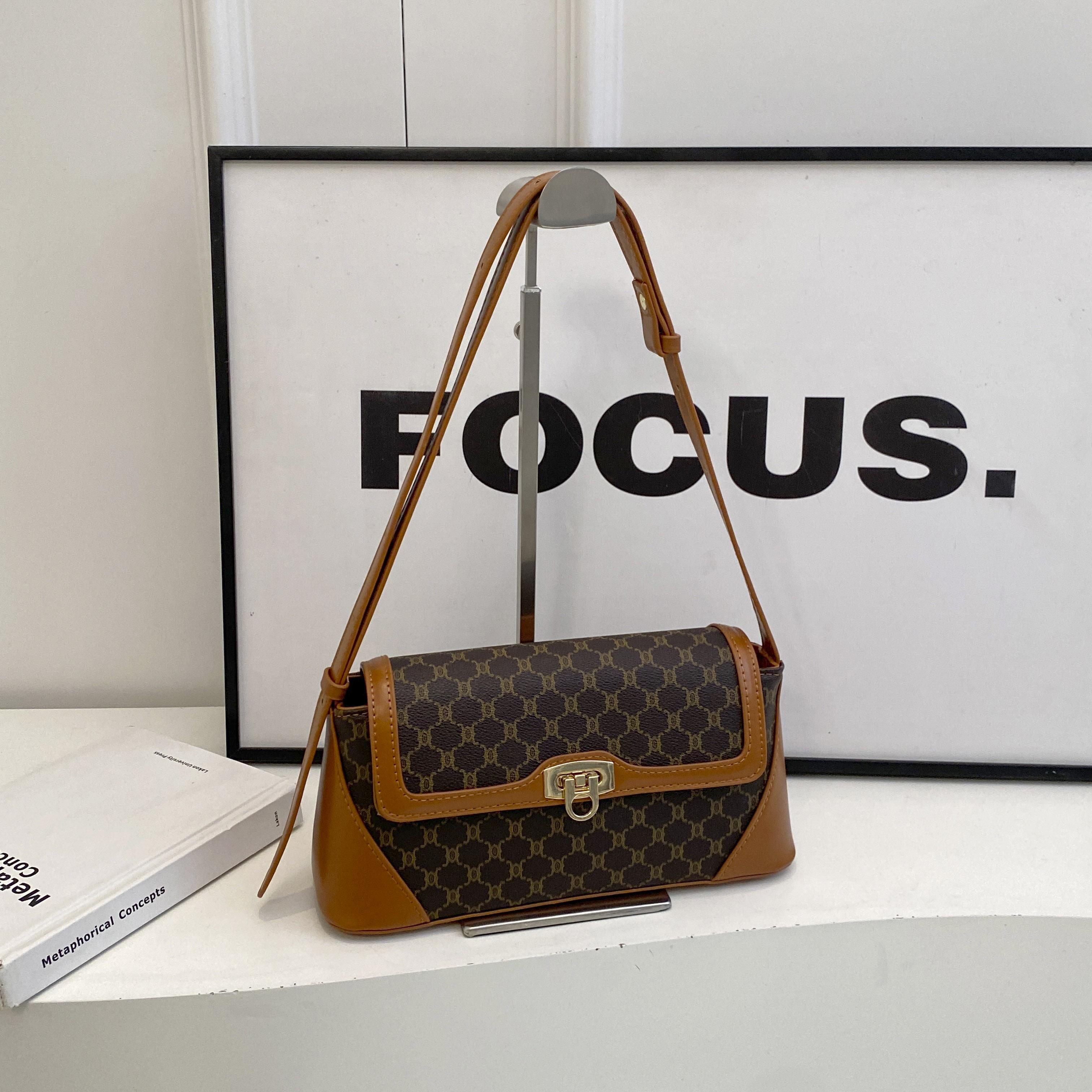 

1 шт., модная женская сумка через плечо с ретро-принтом, подходящая для повседневного использования.