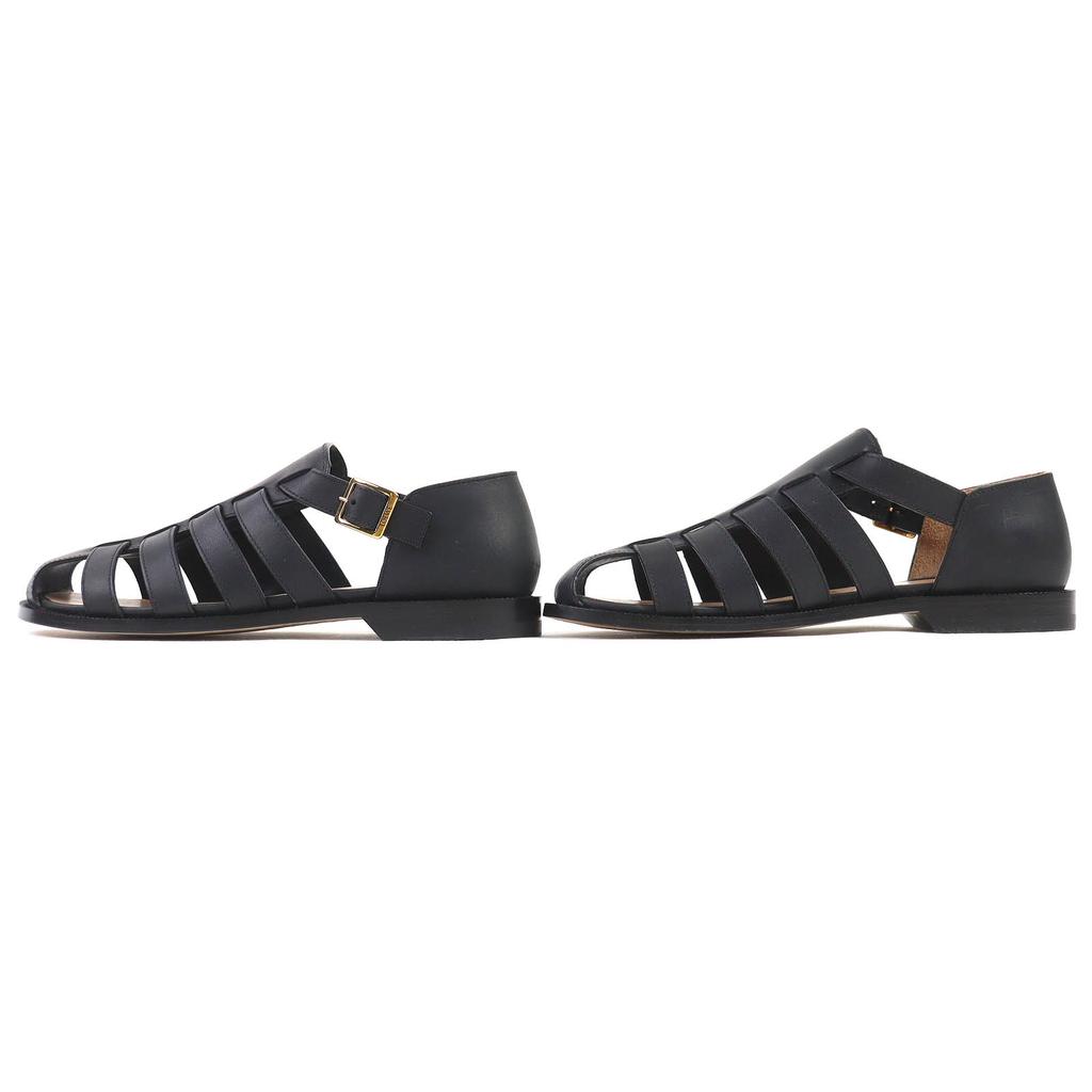 Pristine LOEWE Sandals CAMPO Logo Buckle Gurkha Sandals Black 39 L814465X77 Used