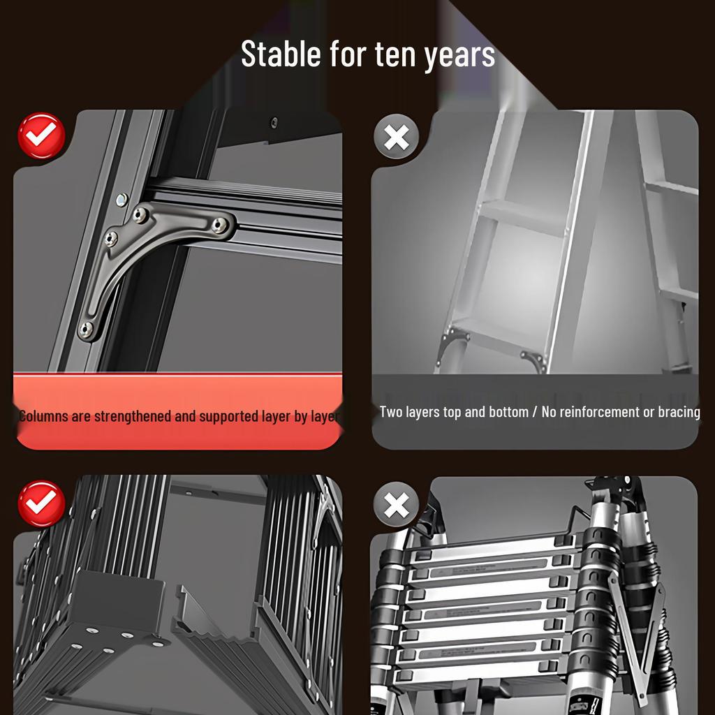 Aluminum Multifunctional Telescopic Folding Ladder: Portable, A-Frame, Household & Engineering Use