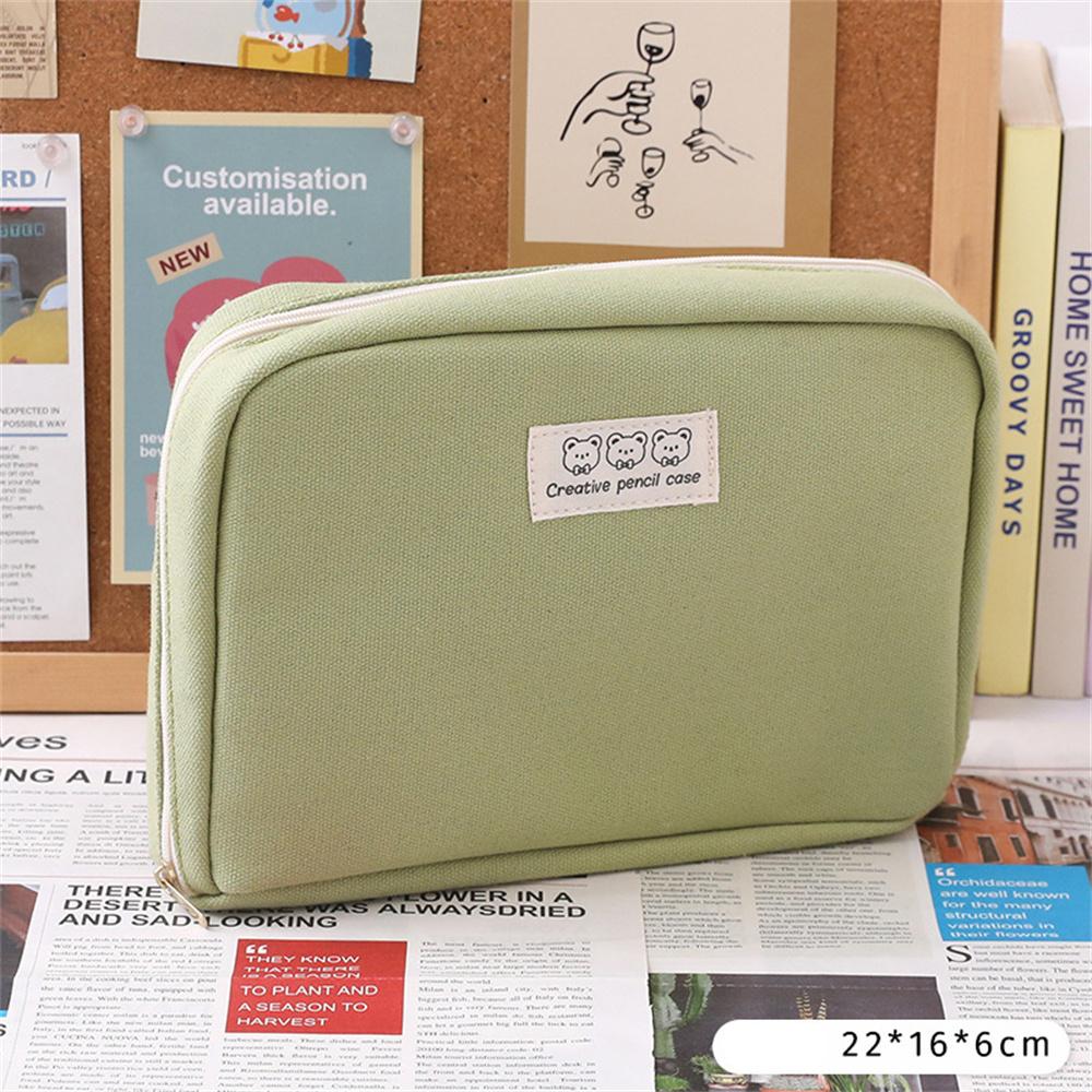 

Pencil Case Japanese Box Bag Pouch Large Capacity Office Stationery For Travel Office School зелёный
