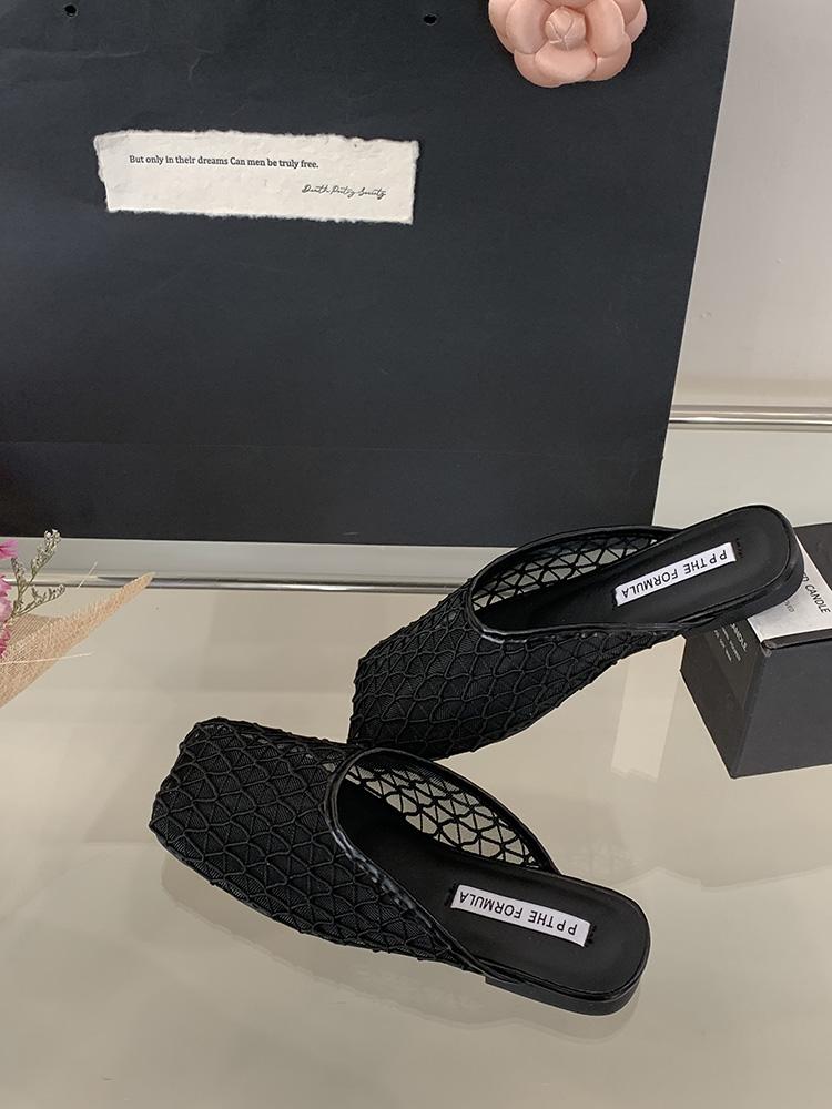 Fashion 2025 Summer New Lace Women Mules Slippers Fashion Cover Toe Shoes Laides Outdoor Casual Beach Vacation Slides Shoes New Arrival