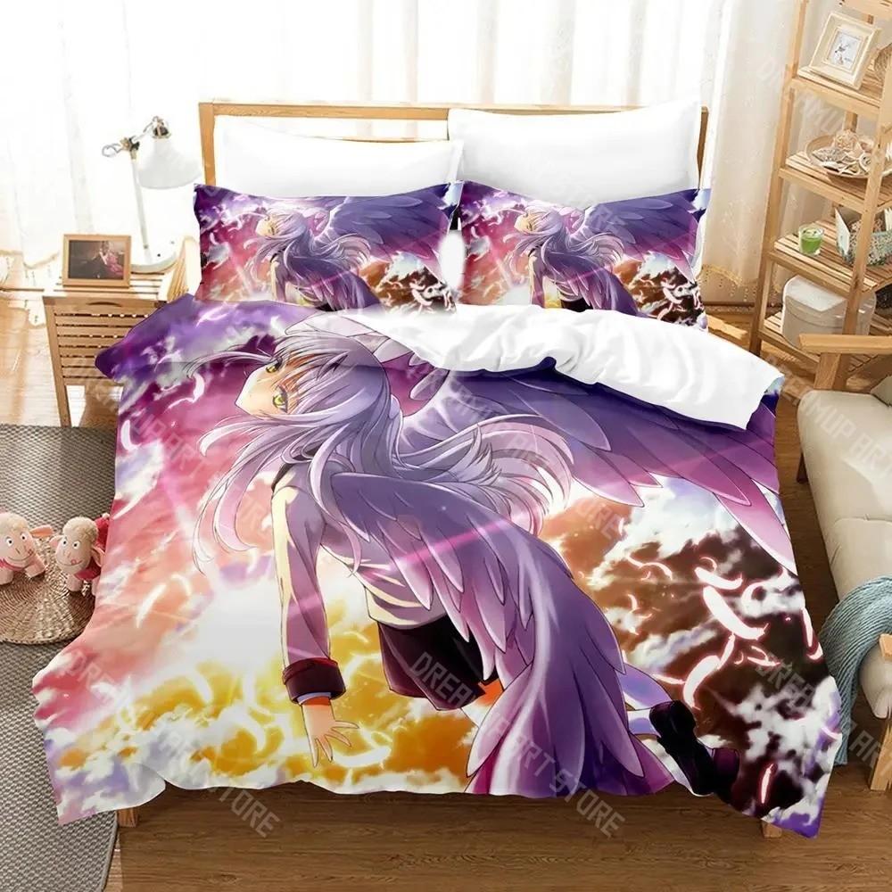 3D Printed Angel Beats Anime Bedding Set for Boys Girls Duvet Cover And Pillowcase Twin Queen King Full Single Double Sizes