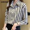 Spring and Autumn Women's Shirt Fashion Striped Shirt Loose Simple Career Long-sleeved Chiffon Shirt Female Blouse