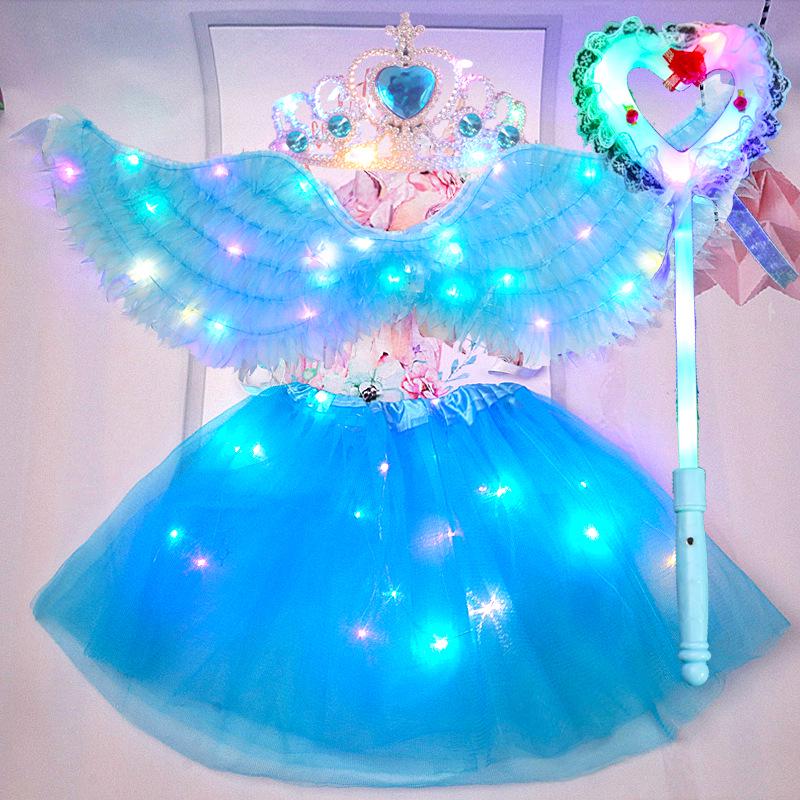 Children's Glowing Angel Wings with Colorful Neon Lights for Mid-Autumn and Halloween Festival Performances