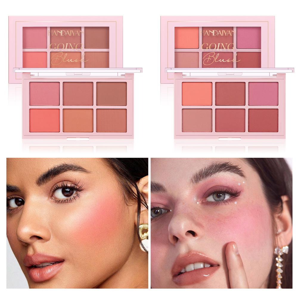 Six-color Blush Highlighter Eyeshadow All-in-one Palette Glitter Makeup Highlight Palette Pink Brighten Natural Contour Blusher