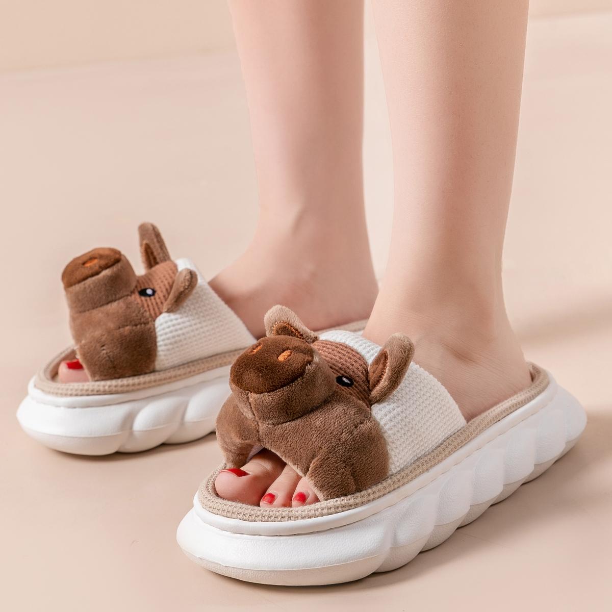 

Женские шлепанцы с животными, домашние свиньи, милые женские тапочки на платформе и милая домашняя мягкая женская домашняя обувь для девочек 37 коричневый