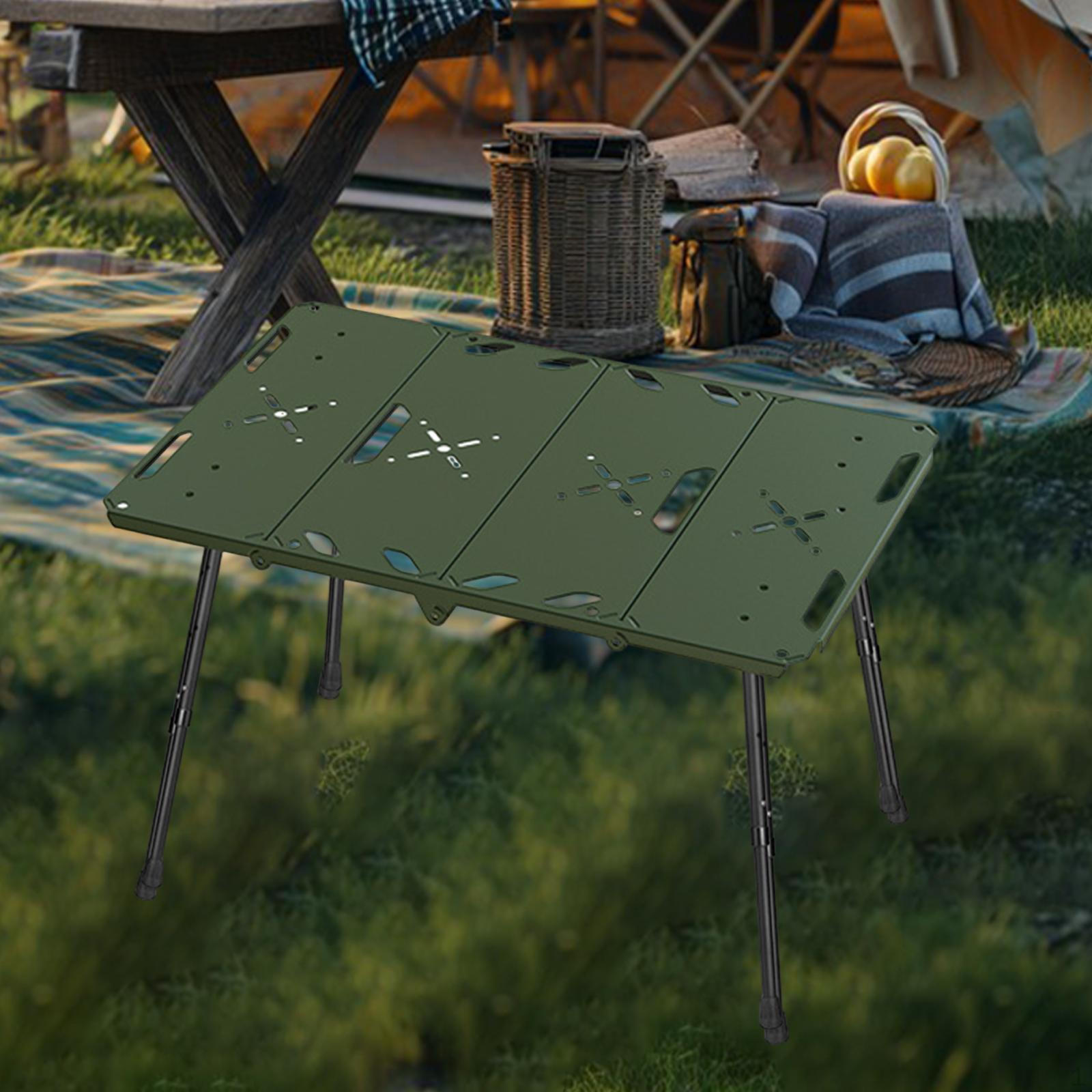 

Стол для кемпинга из алюминиевого сплава для использования на открытом воздухе с сумкой для переноски и аксессуарами зелёный