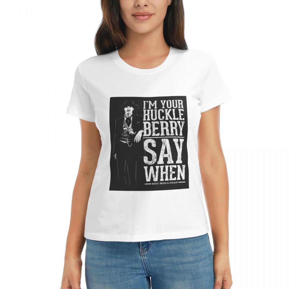 Women TShirt Im Your Huckleberry Say When Summer Short Sleeve Tees ONeck Cotton T Shirts Clothes Tops Streetwear S