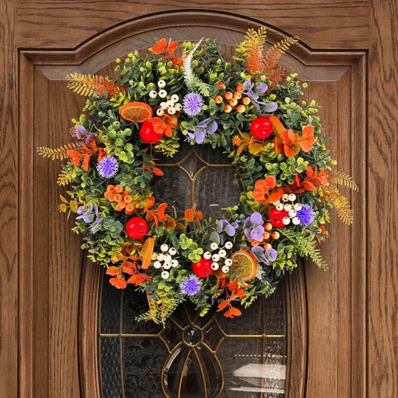 Artificial Summer Wreath Spring Wreath for Front Door Farmhouse Garden Wedding Party Indoor and Outdoor Decorations