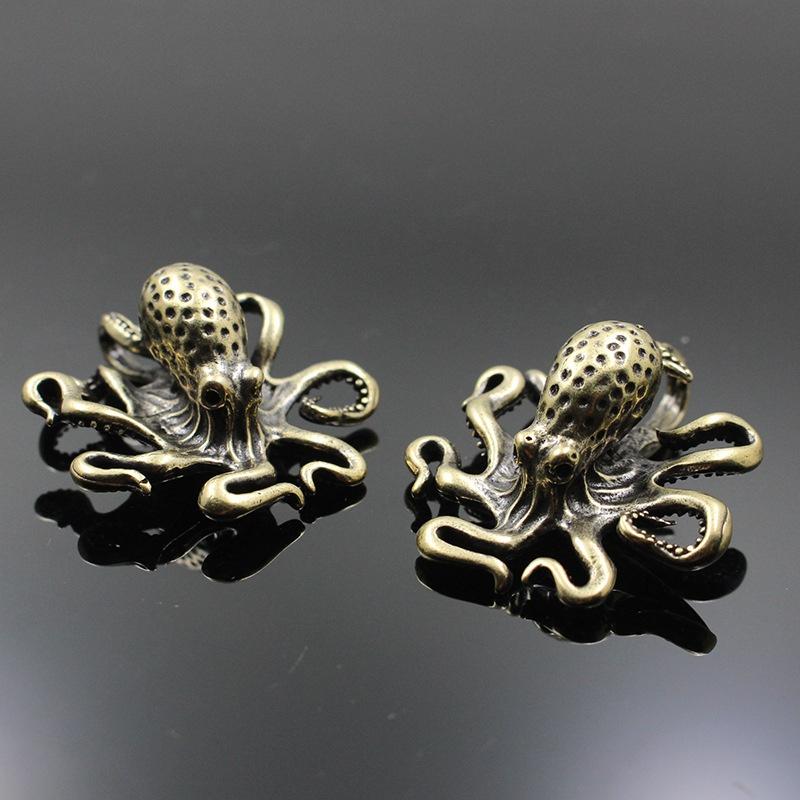 Messing Oktopus Heimdekoration Antik Kupfer Tierfiguren Miniaturen Schreibtisch Ornament Zubehör Kreativer Tisch Tee Haustiere Handwerk