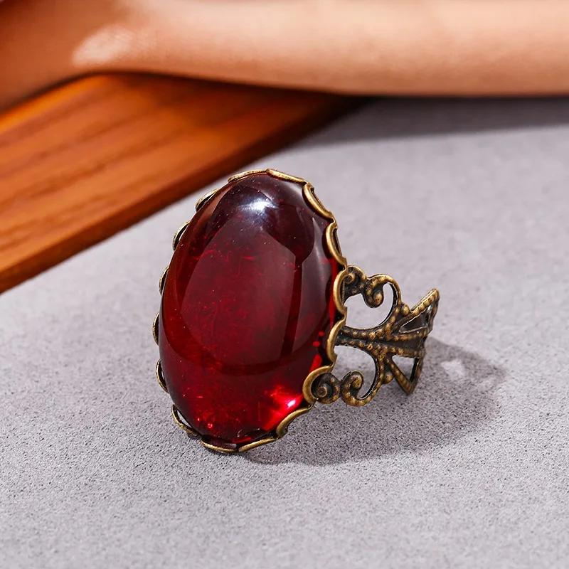 

Новые готические открытые кольца с красными кристаллами вампира для женщин и девочек, ювелирные аксессуары Mystery Witch, персонализированные черные кольца, подарки для вечеринок Adjustable