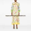 Spring Abstract Artist High Collar Lantern Sleeve Dress for Women