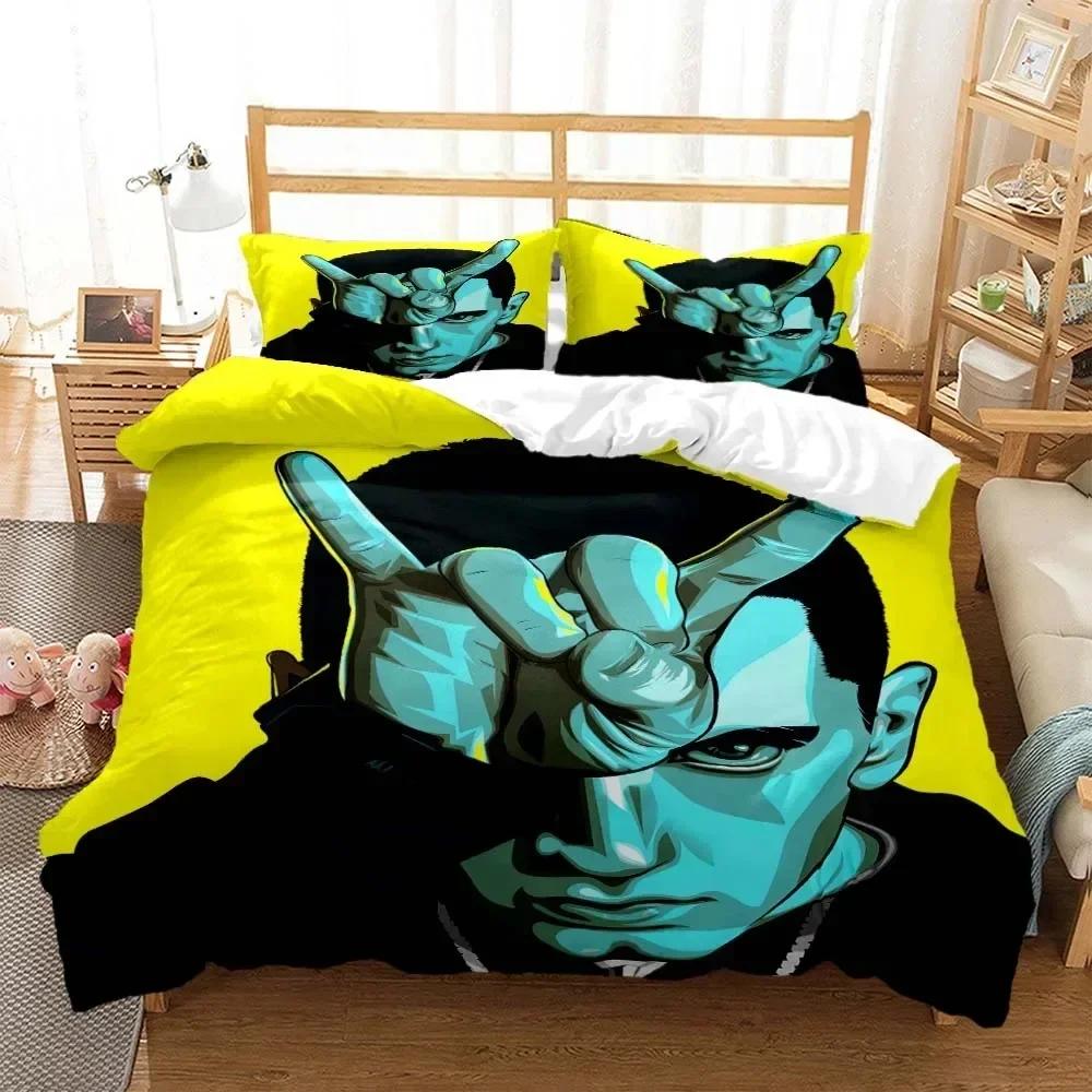 

Hip -hop sänger Eminem 3D Bedding Set Printed Bed Set With Pillowcase Bed Duvet Cover Soft Queen King Size Bedclothes Home 70x133cm 2pcs