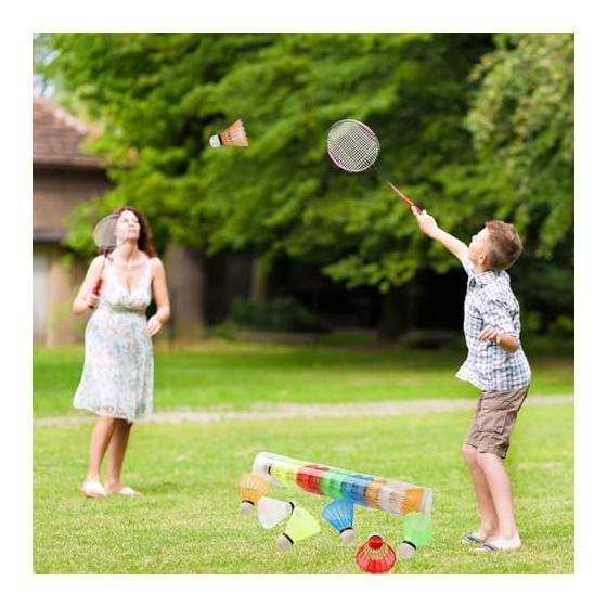 Plastic Badminton Ball Set of 12 Nylon Practice Shuttlecock for Beginners Outdoor Suitable Storage Case Included