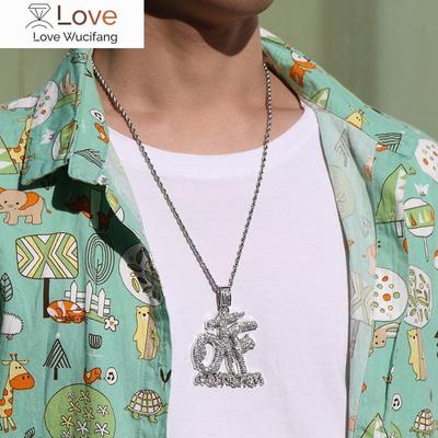 Collier avec pendentif en cristal OTF pour homme, style hip-hop, chaîne cubaine en strass de 13 mm, collier glacé, bijoux rock, cadeau