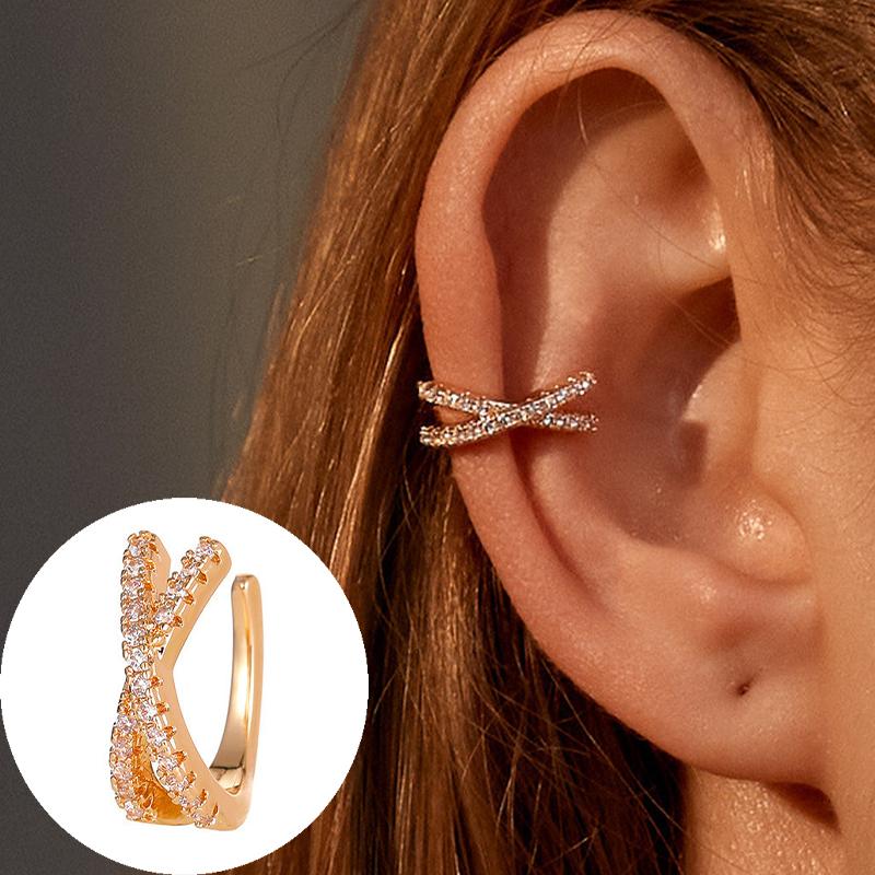 Rock Vintage Zircon Star Chain Tassel Clip Earrings For Women Unisex Minimalist Fake Piercing Earbone Ear Cuff Jewelry Gifts