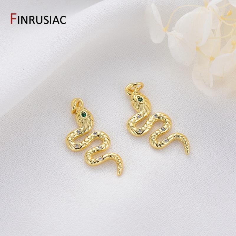 

14k Real Gold Plated Brass Pave Setting Zircon Seahorse Snake Pendants For DIY Necklace Earrings Jewelry Making accessories 2 pieces