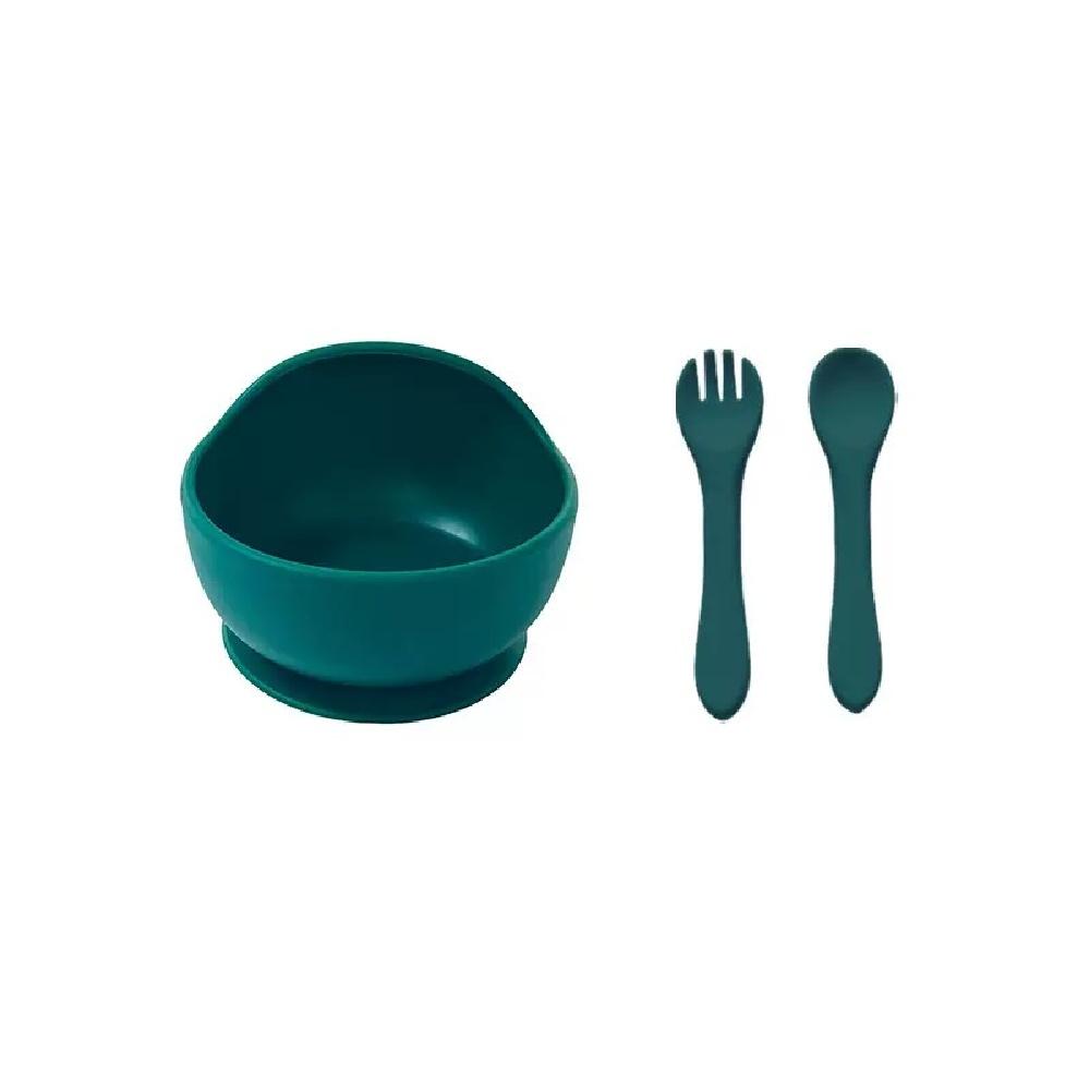 Набор из трех силиконовых мисок-улиток на присоске, небьющиеся и небьющиеся силиконовые вилка и ложка, набор для обучения кормлению младенцев