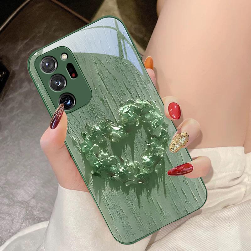Herzförmige Blume Für Samsung Galaxy Note 8 9 10 PRO 20 Ultra A01 02 03 Core 04E 4G 12 13 5G Hartglas Handyhülle