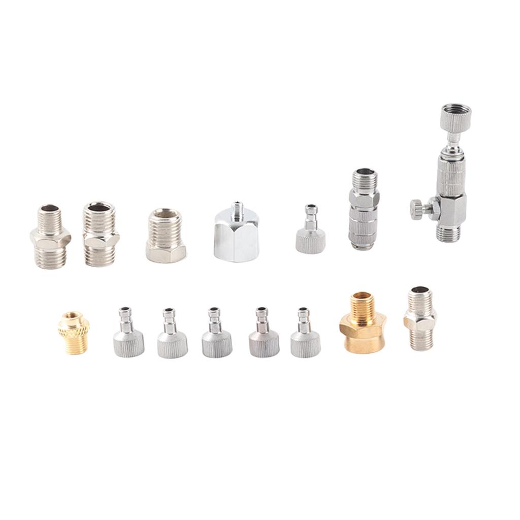 15PCS Airbrush Adapter Set Stainless Steel Airbrush Quick Release Disconnect Fittings Connector Kit