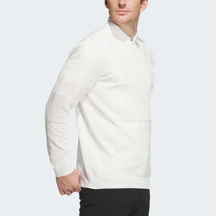 Adidas Primeknit Gradation Pattern Solid Color Golf Long Sleeve Knit Top Men tops White IN6652