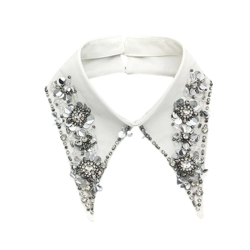 

Rhinestones Collar Girls Jeweled Clothes Accessiory Women Collar Ancient Art Sequins Lapel Shawl Collar Lapel 1