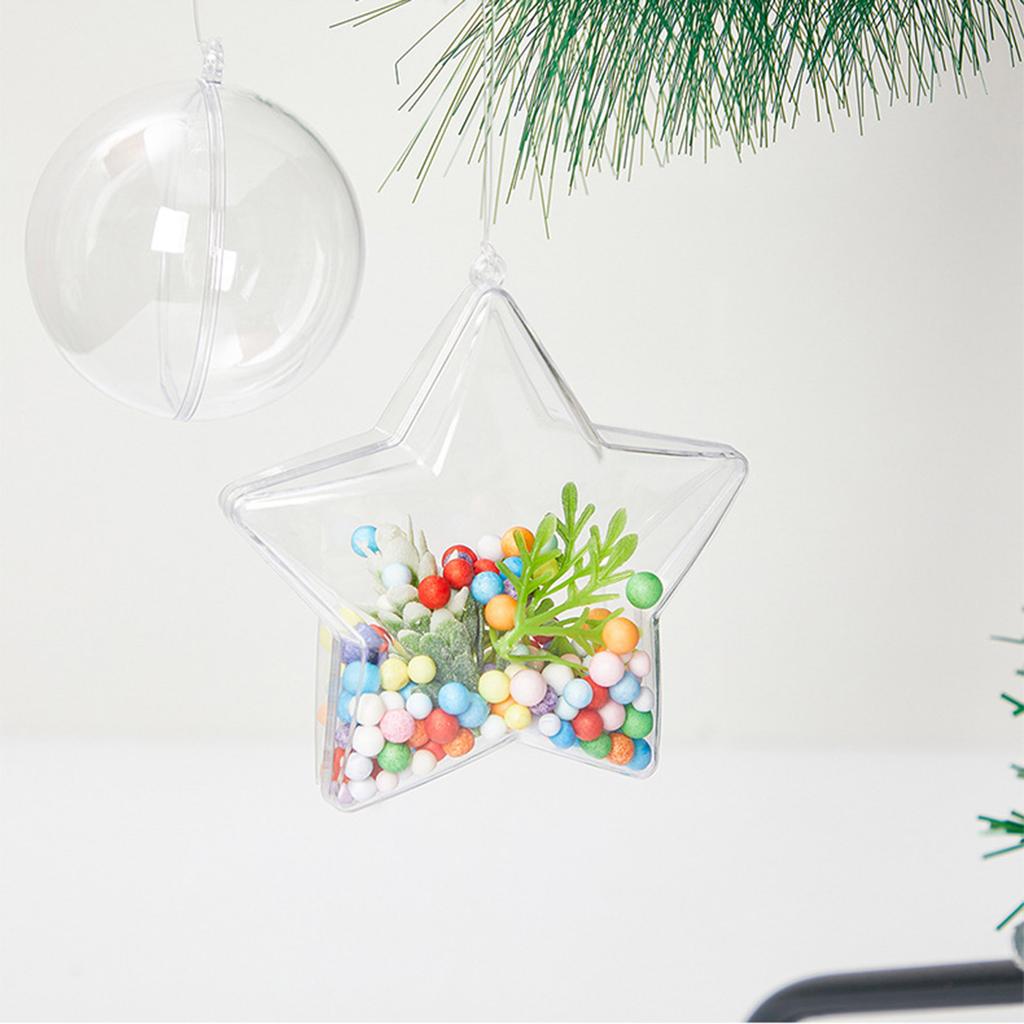 Set Of 6 Transparent Plastic Fillable Baubles Christmas Tree Hanging Ornaments Festival Home and Event Decoration