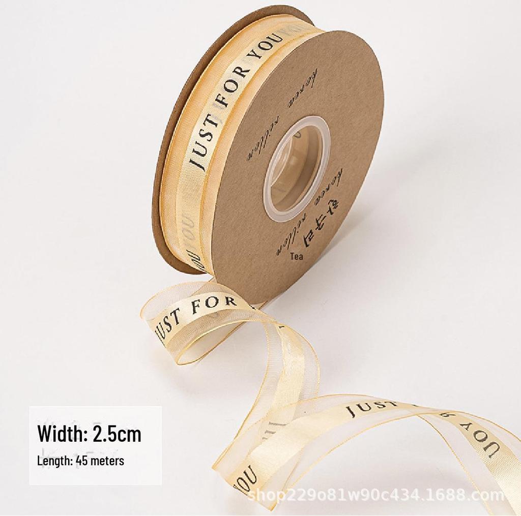 Chiffon Yarn Ribbon with English Letters for Birthday Cake Packaging