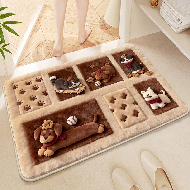 Cartoon Animation Imitation Plush Diatom Mud Floor Mat Non-slip Absorbent Bathroom Decorative Floor Mat Toilet Cooling Mat