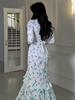 2025 Spring Floral Ruffle Long Dress for Women - Gentle Style