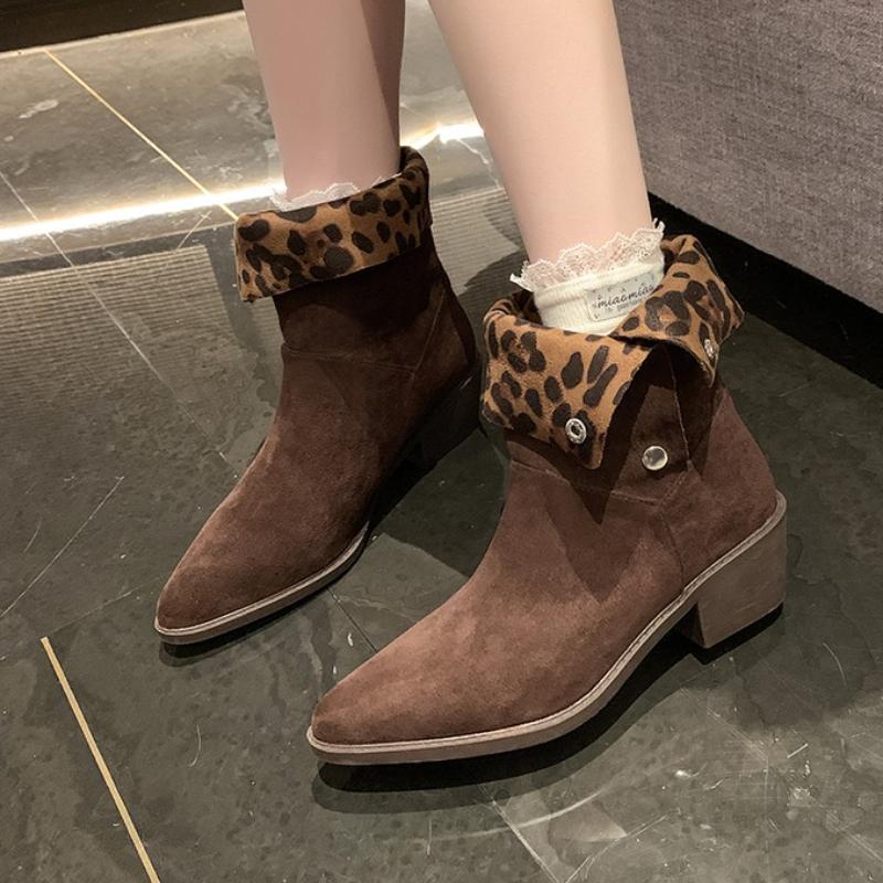 

Модные леопардовые женские ботильоны дизайнерские новые туфли на каблуке с острым носком 2025 зимние готические ретро женские модные гладиаторские ботинки лодочки боты 43