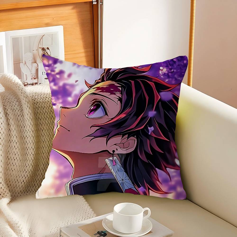 K-Kamado T-Tanjiro Cushion Cover Car Throw Pillow Case For Sofa Car Christmas Gift 40x40cm 45x45cm