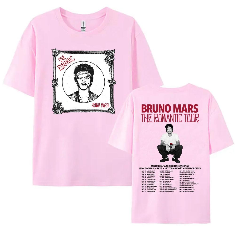 Bruno Mars The Romantic Tour 2026 T-shirt Summer Short Mens Tshirts Streetwear Hip Hop Singer Graphic Print Shirt 100%cotton Couple Matching Outfit