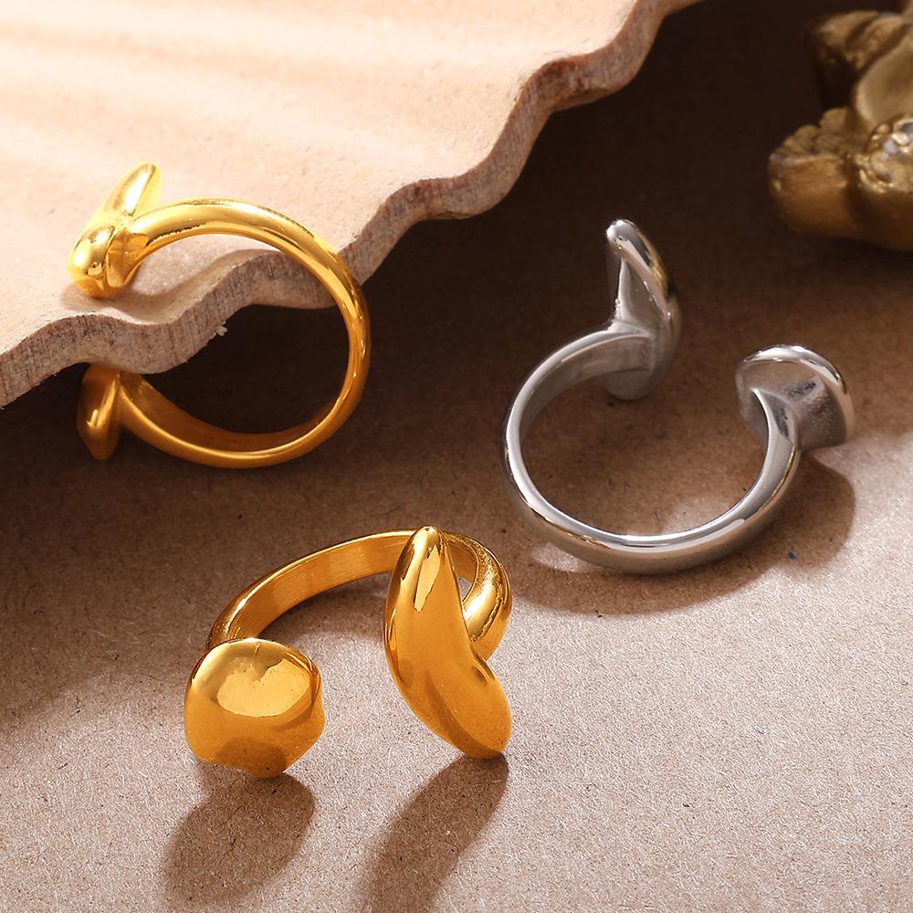 Hot Japanese and Korean Personality Couple Simple Plain Glossy Open Ring Stainless Steel Plated 18K Gold Versatile Ring