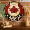 2D Flat, 1pc Round Aluminum Canada Maple Leaf Sign, Vintage Retro Canadian Flag Wall Decor, Waterproof & Durable, Perfect for Canada Day, Home