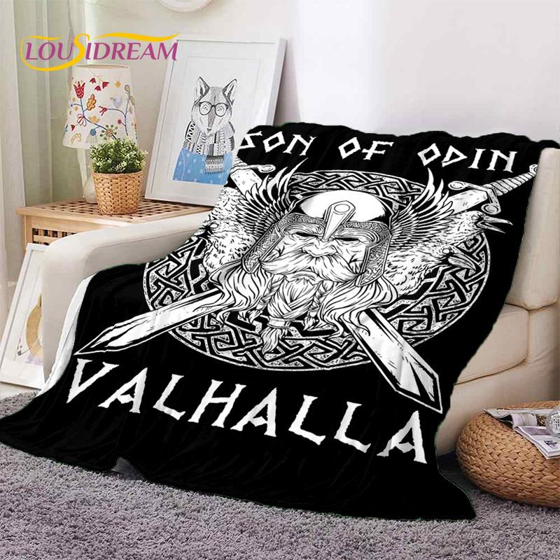 Nordic Viking Odin Valhalla Valknut Soft Blankets,Keep Warm Throw Blanket Comfortable Blanket for Picnic Beds Sofa Home Bedroom