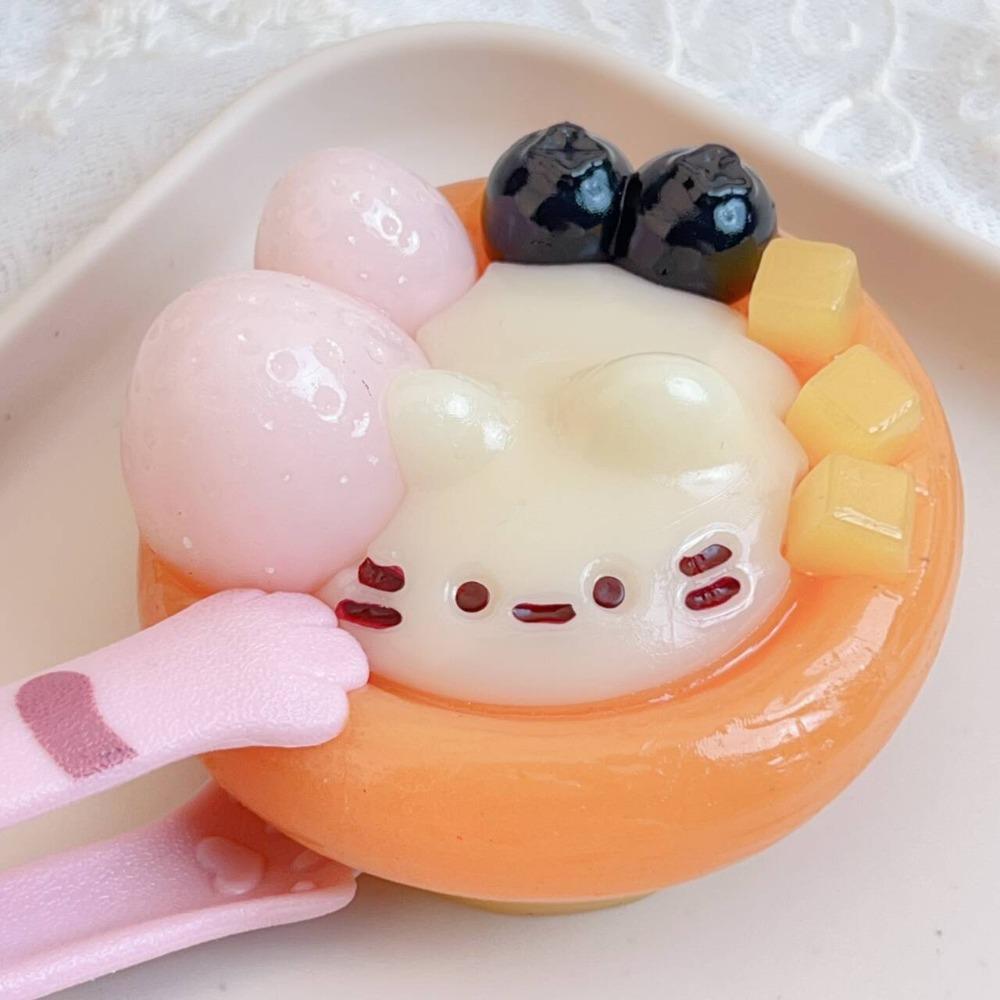 Taba Squishy Cute Kitten Egg Tart  Squeeze Toy - Soft Stress Relief Fidget Sensory Toys for Anxiety, Fun Gifts for Kids Adults