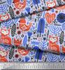 Soimoi Beige Poly Crepe Fabric Tree & Fox Folk Art Fabric Prints By Metre 42 Inch