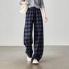 SOFSIL Women's High-Waist Wide-Leg Plaid Lounge Pants
