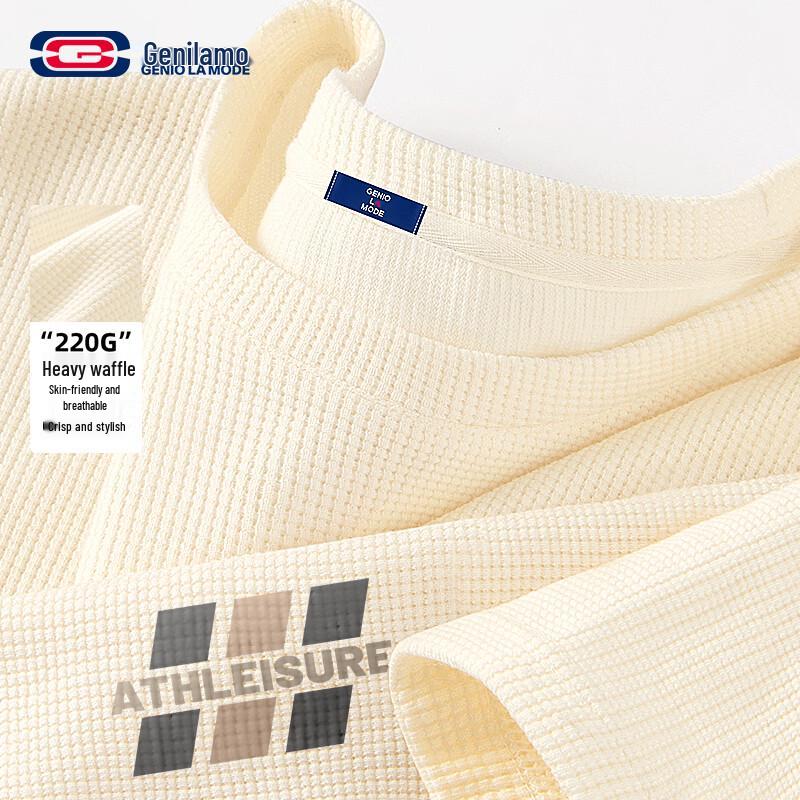 GENIOLAMODE Men s Loose Fit Waffle Knit T-Shirt 2XL