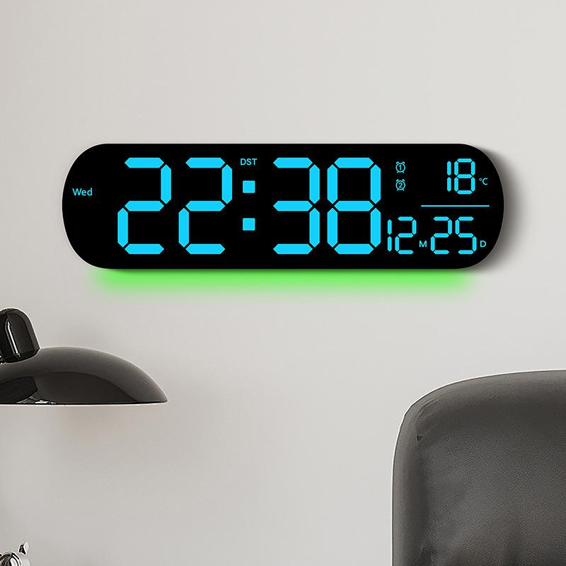 Creative RGB Color Changing Wall Clock Multifunctional LED Large Screen Clock Digital Electronic Clock Living Room Clock