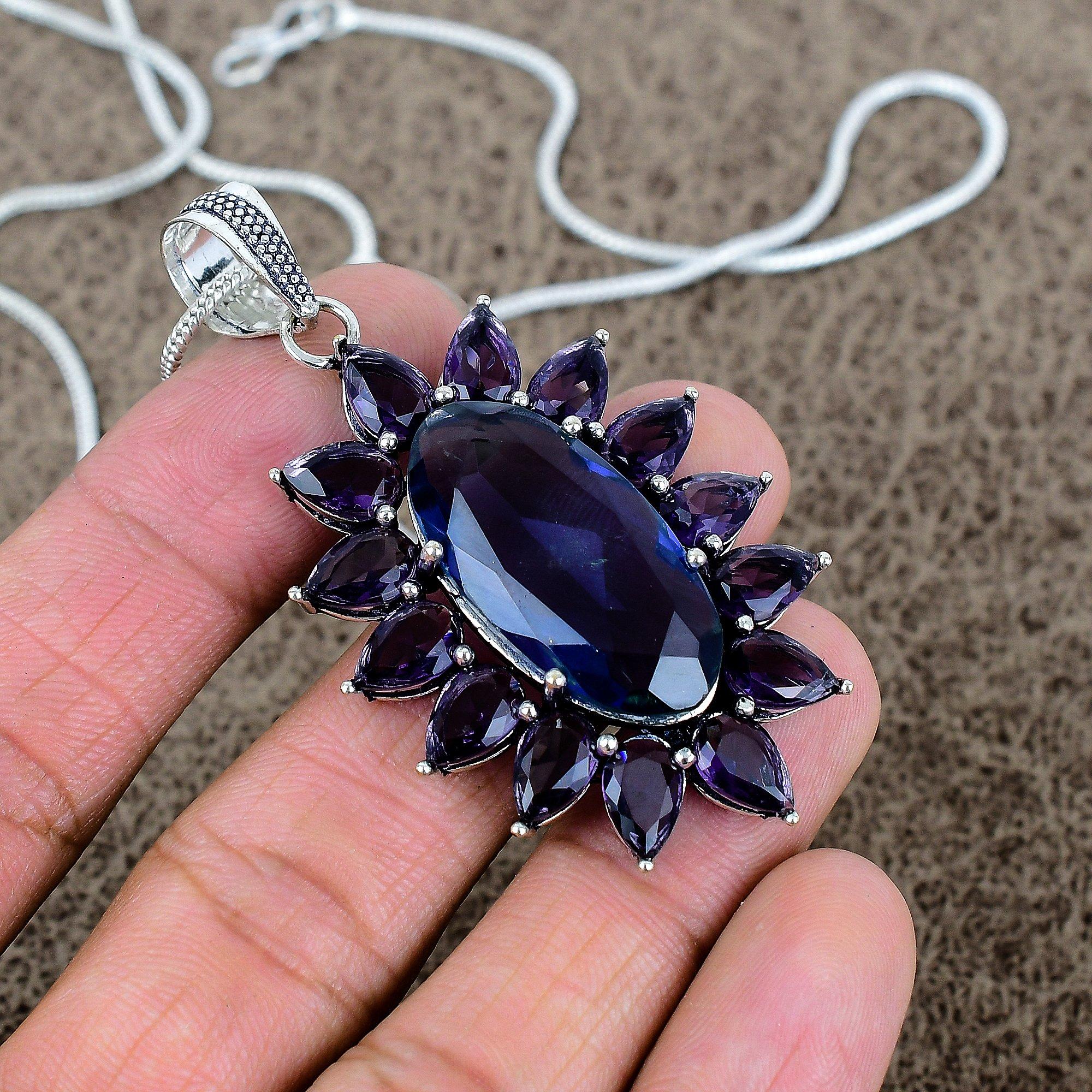 

Amethyst Gemstone Handmade 925 Sterling Silver Jewelry Pendant 2.48 KKG-293