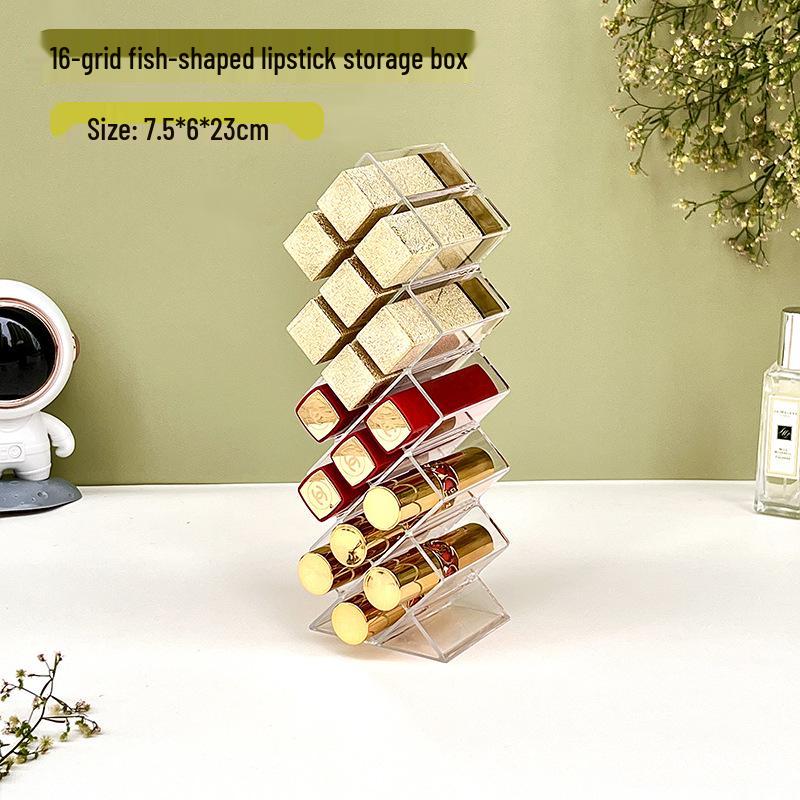 Akrylowe pudełko organizer na szminki i błyszczyki z klapką, pyłoszczelne