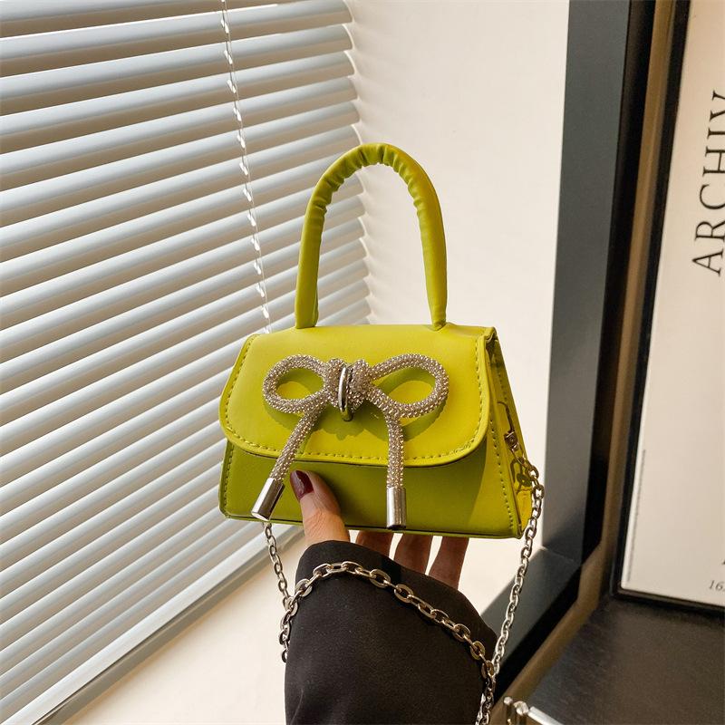 Niche premium textured women's bags spring new bow small square bag single shoulder crossbody handbag women