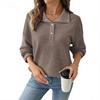 Women's Fashion Pullover Top Color V-Neck Long Sleeve Sweatshirt