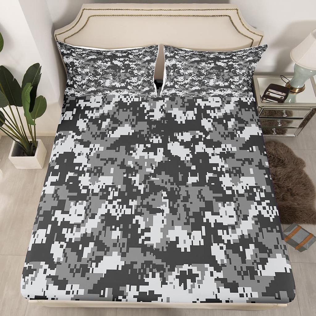 Camouflage Simple Pattern Mattress Three-Piece Digital Printing Mattress Bedding Set Adult Children