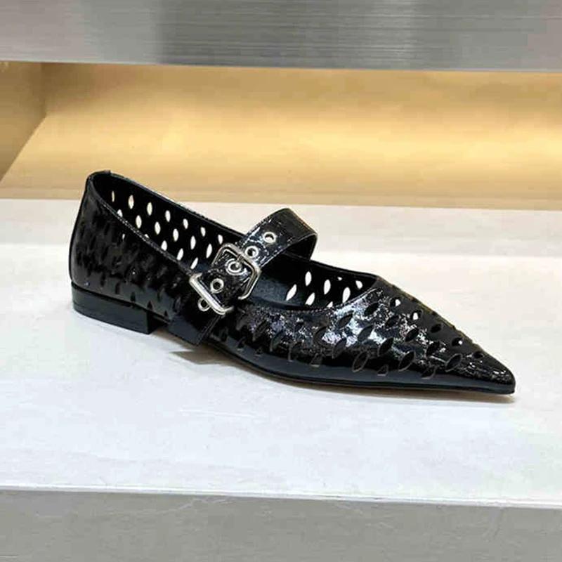 Fashion Pointed Toe Hollow Flats Women Shoes Summer Sandals New Trend Brand 2025 Sexy Party Shoes  Zapatillas De Mujer