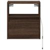Wall Mounted Nightstand with LED Lights Brown Oak Effect