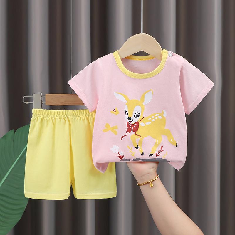 2026 Summer Children's Short Sleeve Set Pure Cotton Thin T-shirt Children's Clothing