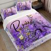 3pcs Purple Bedding Set Paris Eiffel Tower Printed Cozy Duvet Cover King Queen Twin Size Birthday Gift for Adult Bedroom Decor